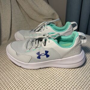 Under Armour Kids' White, Grey, and Mint Green Sneakers